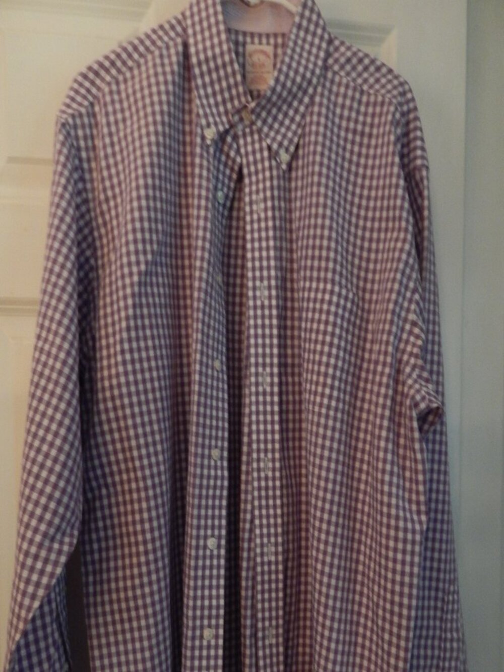 Brooks Brothers purple and white plaid shirt, men's large